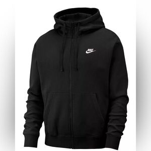 NIKE Unisex Black Sportwear Club Fleece Full-Zip Hoodie MEDIUM TALL